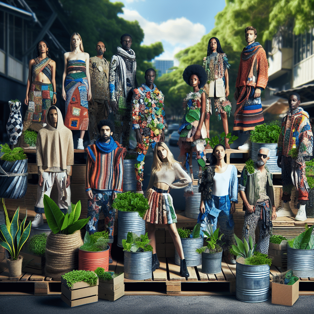 estilo sustentável utilizando roupas recicladas e criativas